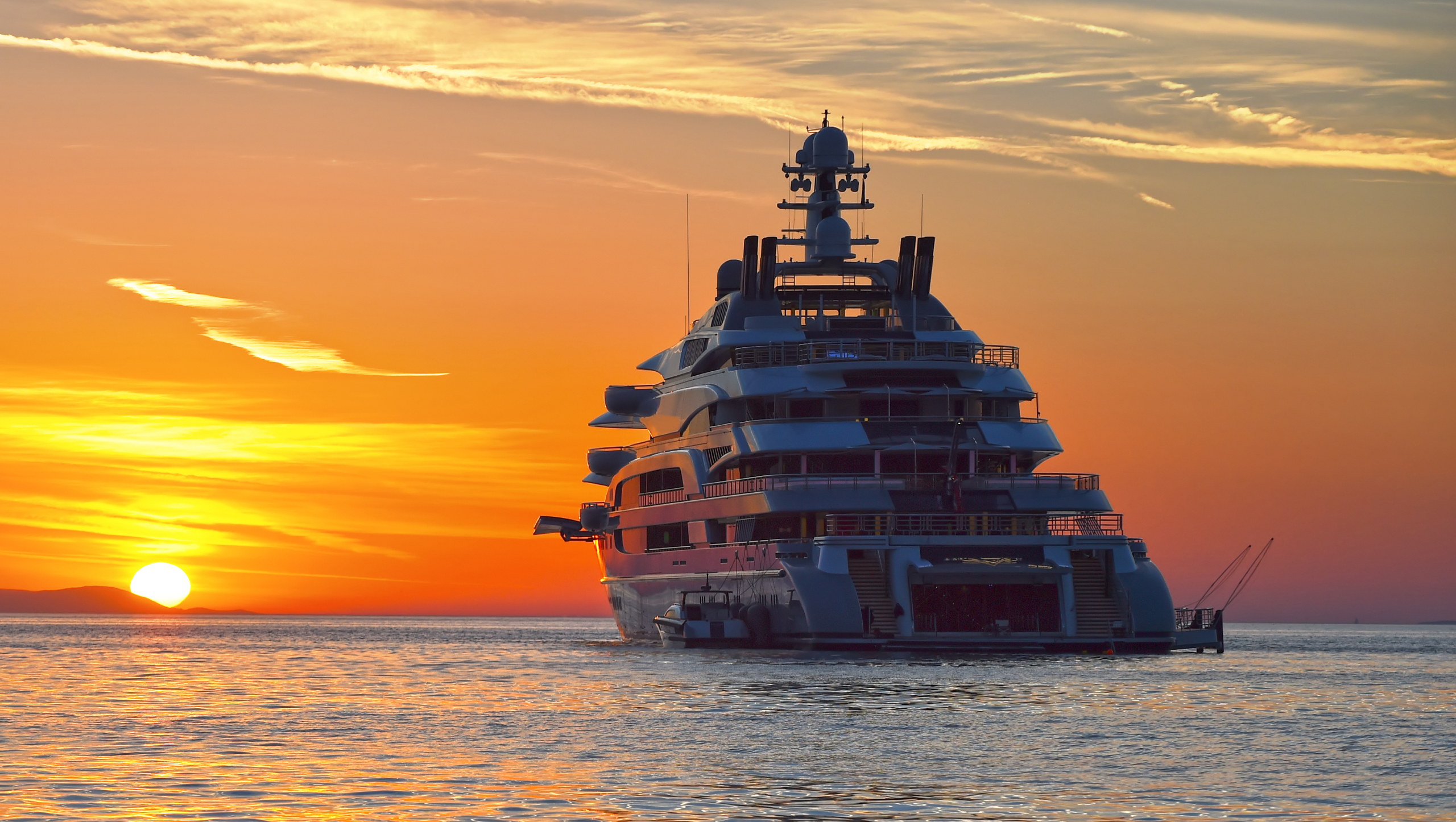 Yacht with sunset